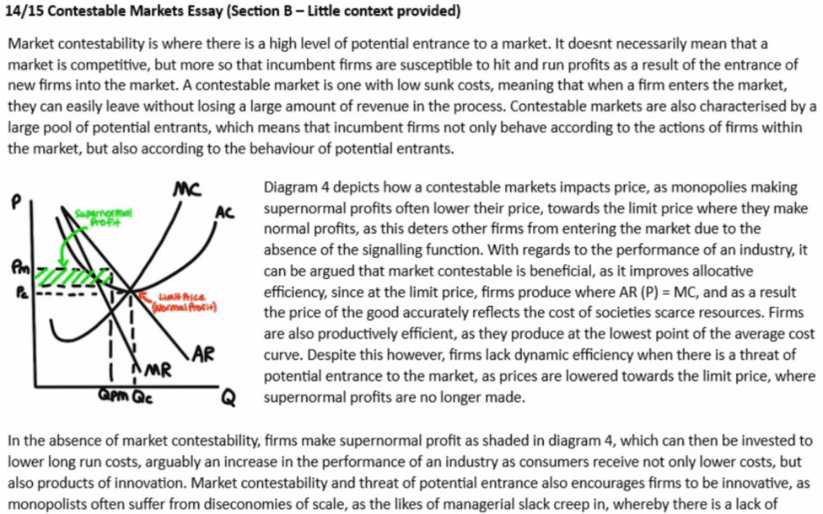 14/15 Contestable Markets Essay