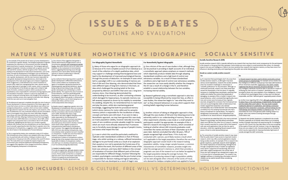 P3 - Issues & Debates Notes + 16/16 Model Essays