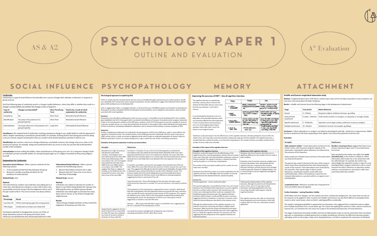 Paper 1 - Outline & Evaluate Notes