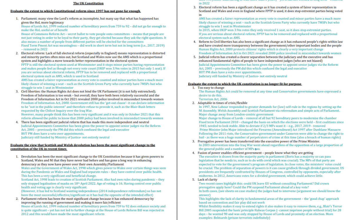 Edexcel Paper 2 Essay Plans
